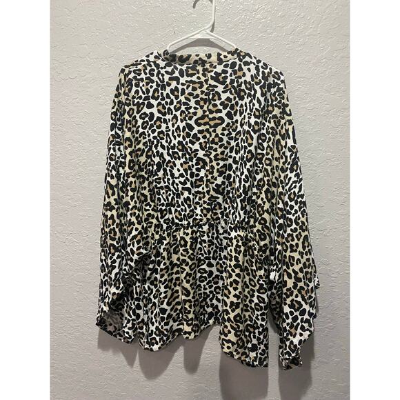 Sim & Sam Leopard Print Kimono Open Cardigan  Top Sz XL Boho Indie Artsy - Picture 5 of 7